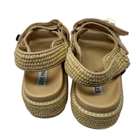 Steve Madden Beige Wicker Chunky Strappy Hook and Loop Sandals Size 7.5 - Picture 5 of 6